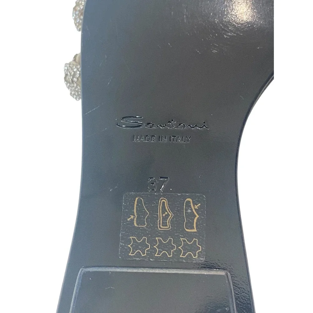 NEW! Santoni Swarovski Foster Crystal Triple Band Slide Sandal 37 - Picture 4 of 10